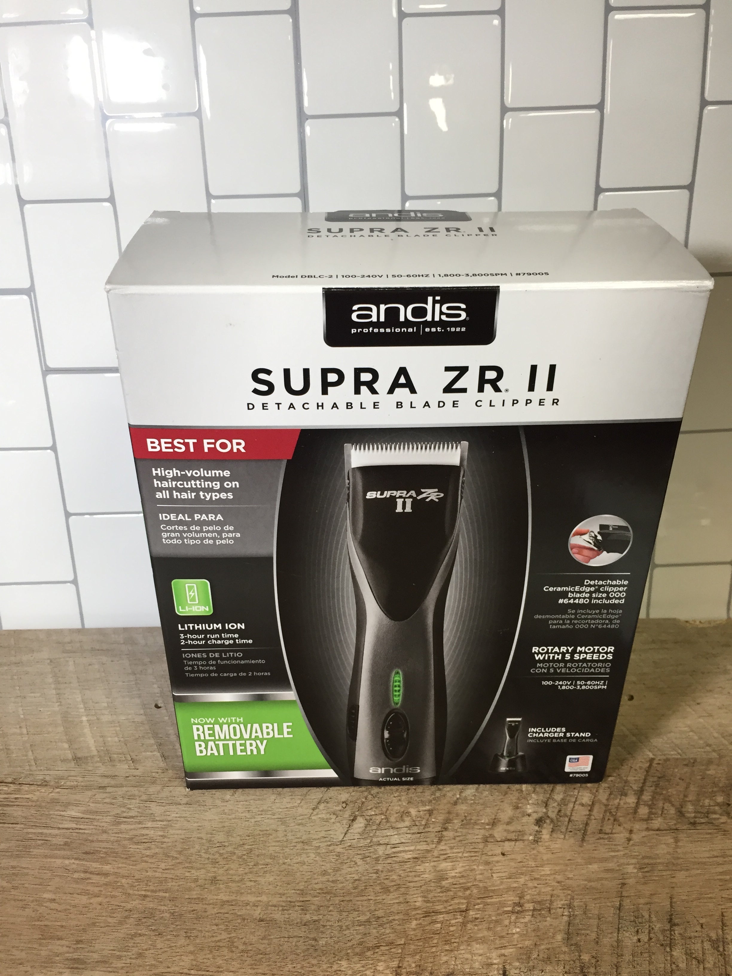 Andis 79005 Supra ZR II Cordless 5-Speed Clipper With Lithium Ion Battery (6950829588663)